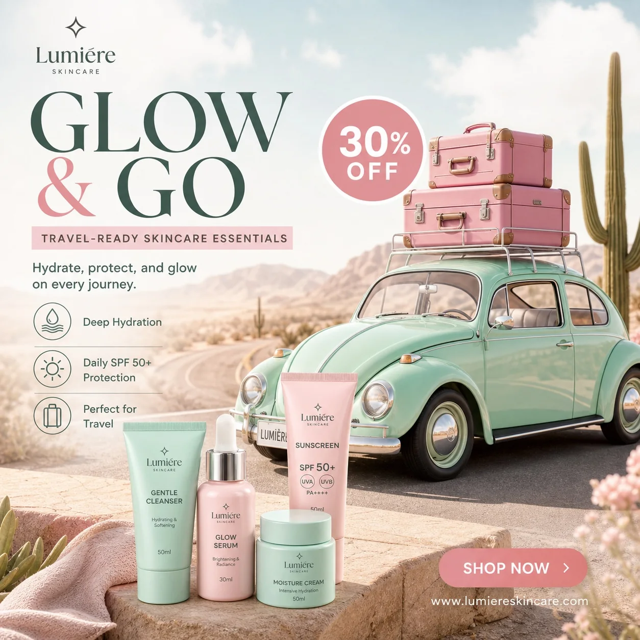 Lumiere travel ready skincare essentials