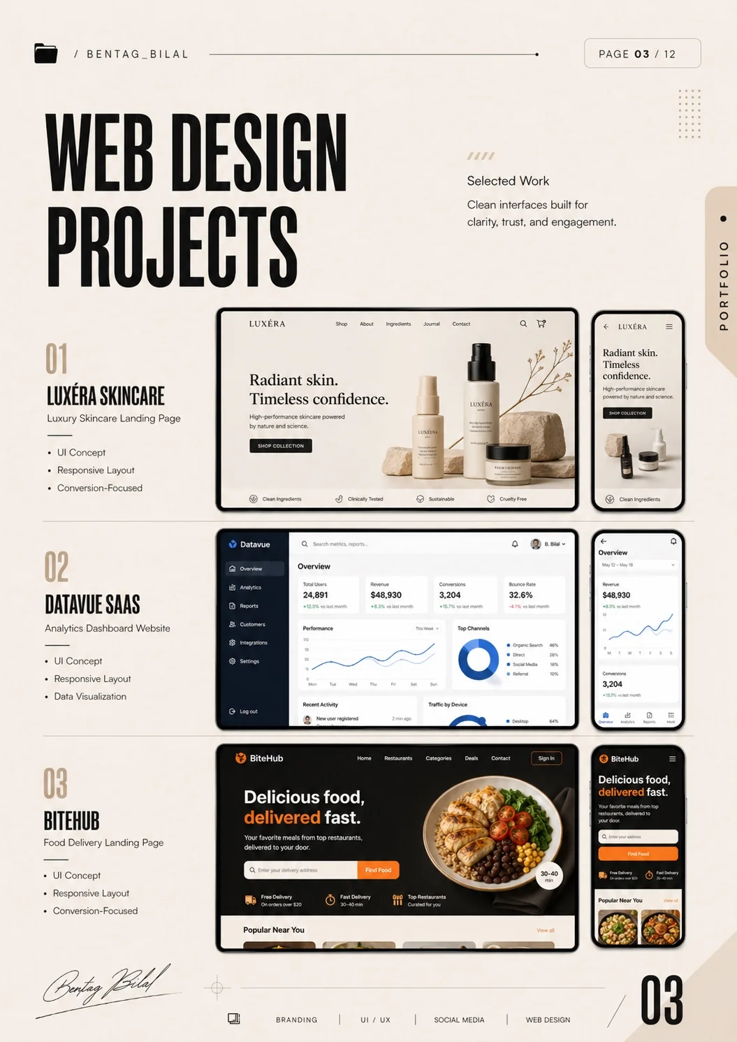 Web design projects portfolio page